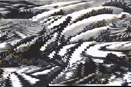 Clare Leighton Hand Signed Woodcut [Landing]