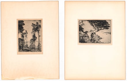 Alfred Ray Burrell (2) Etchings SIGNED
