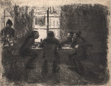 Kathe Kolwitz Etching [Vier M?nner in der Kneipe]