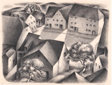 Albert Heckman SIGNED Litho [Village Square]