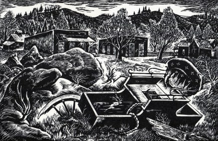 Charles Surendorf SIGNED Linocut [Old Buggy]