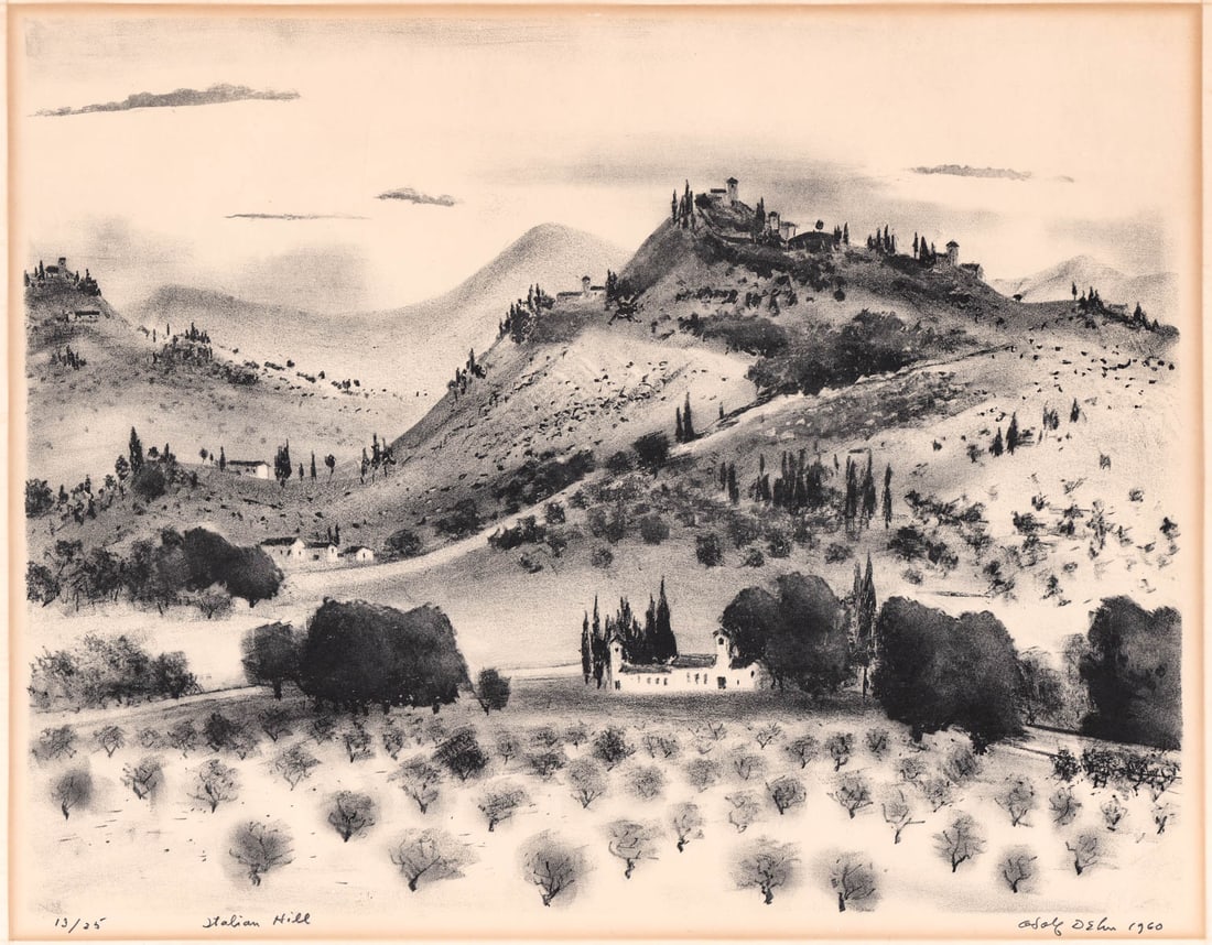 Adolf Dehn Lithograph SIGNED [Italian Hill] 1960 (1 of 5)