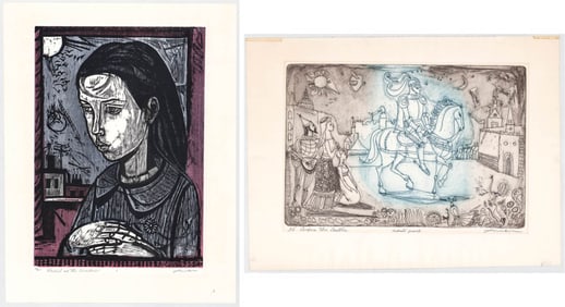 Irving Amen Etching and Woodcut (2) SIGNED