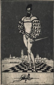 Walter Helfenbein SIGNED Etching /Large Bookplate