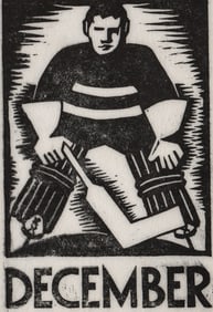 Sergei Grigoriev Linocut [Hockey]
