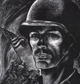 RARE Lynd Ward Iwo Jima Wood Engraving