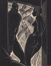 E. M. Washington Woodcut [Couple]