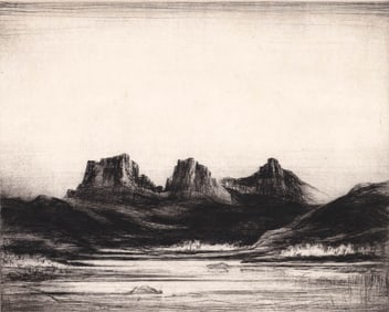Levon West Etching SIGNED #3/100 [Three Sisters]