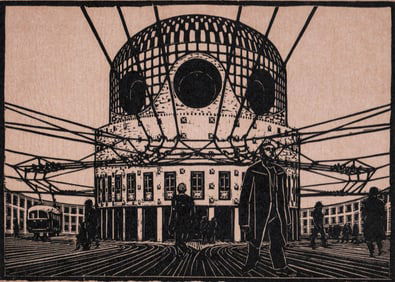 Palle Nielsen Lithograph 1955 [Trolley]