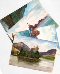 Edith A. Bell (4) Original Watercolors ca. 1900