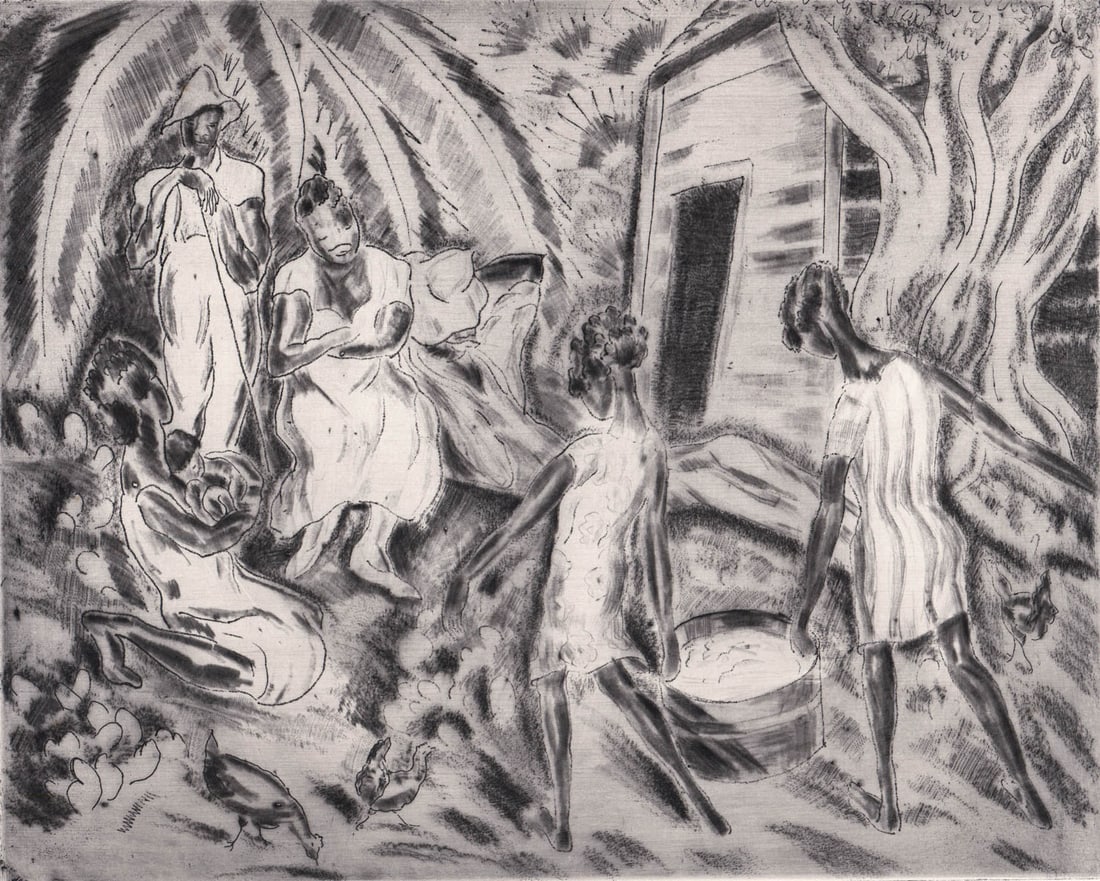 Caroline Speare Rohland Aquatint -Southern Family (1 of 3)