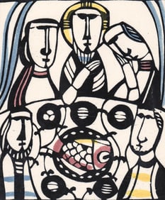 Sadao Watanabe 'Last Supper' Woodcut SIGNED 1973