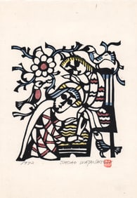 Sadao Watanabe 'Jesus' Woodcut' SIGNED 1972