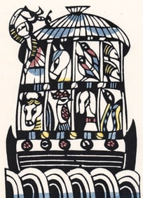 Sadao Watanabe 'Noah's Ark' Woodcut SIGNED 1974