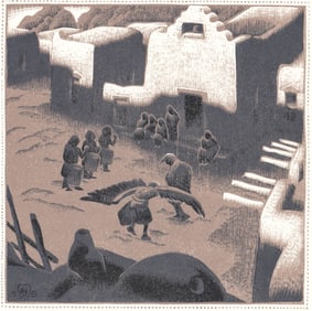 Gustave Baumann- Eagle Ceremony at Tesuque Pueblo
