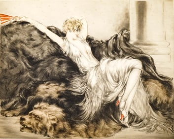 Louis Icart Hand Signed Etching [Laziness]