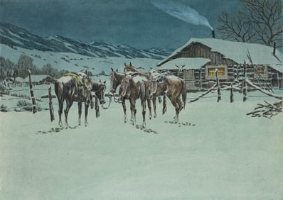 Hans Kleiber SIGNED Etching [At the Hitch Rack]