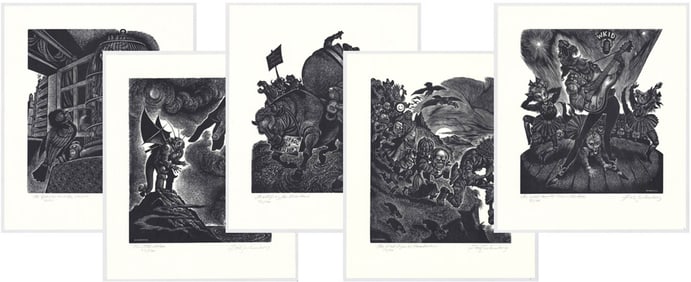 Fritz Eichenberg (5) Wood Engravings SIGNED