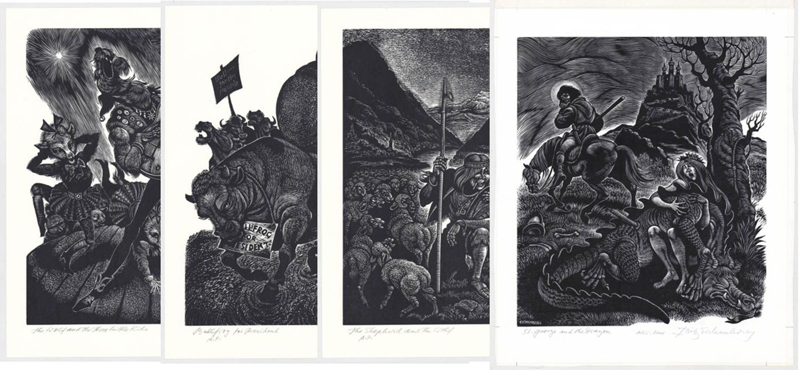 Fritz Eichenberg (4) Wood Engravings SIGNED AP's (1 of 13)
