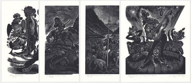Fritz Eichenberg (4) Wood Engravings SIGNED