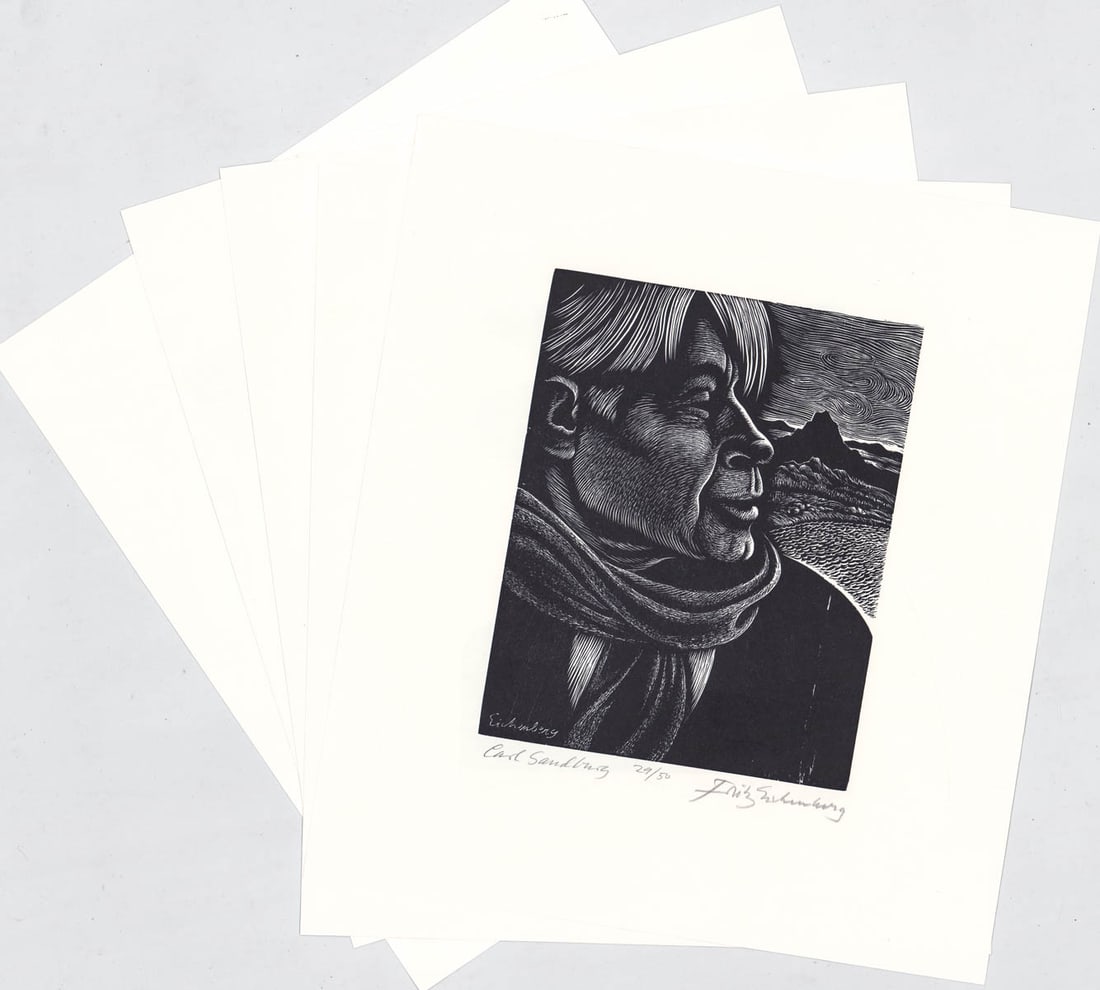 Fritz Eichenberg (5) Wood Engravings S/N Sandburg (1 of 6)