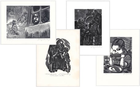 Fritz Eichenberg (4) Wood Engravings [Children]