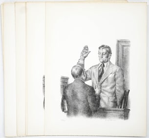 Joseph Hirsch (20 Same) Lithographs Court Scene