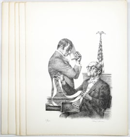 Joseph Hirsch (20 Same) Lithographs Court Scene