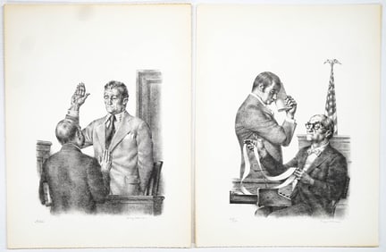 Joseph Hirsch (2) Lithographs Court Scene