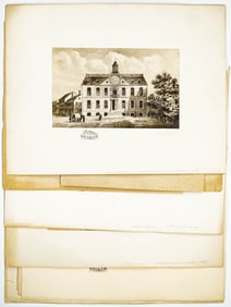 Ten (10) Antique Etchings [Historical Views]