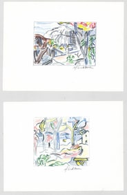 Roy Lichtenstein Landscape Sketch Lithographs (2)