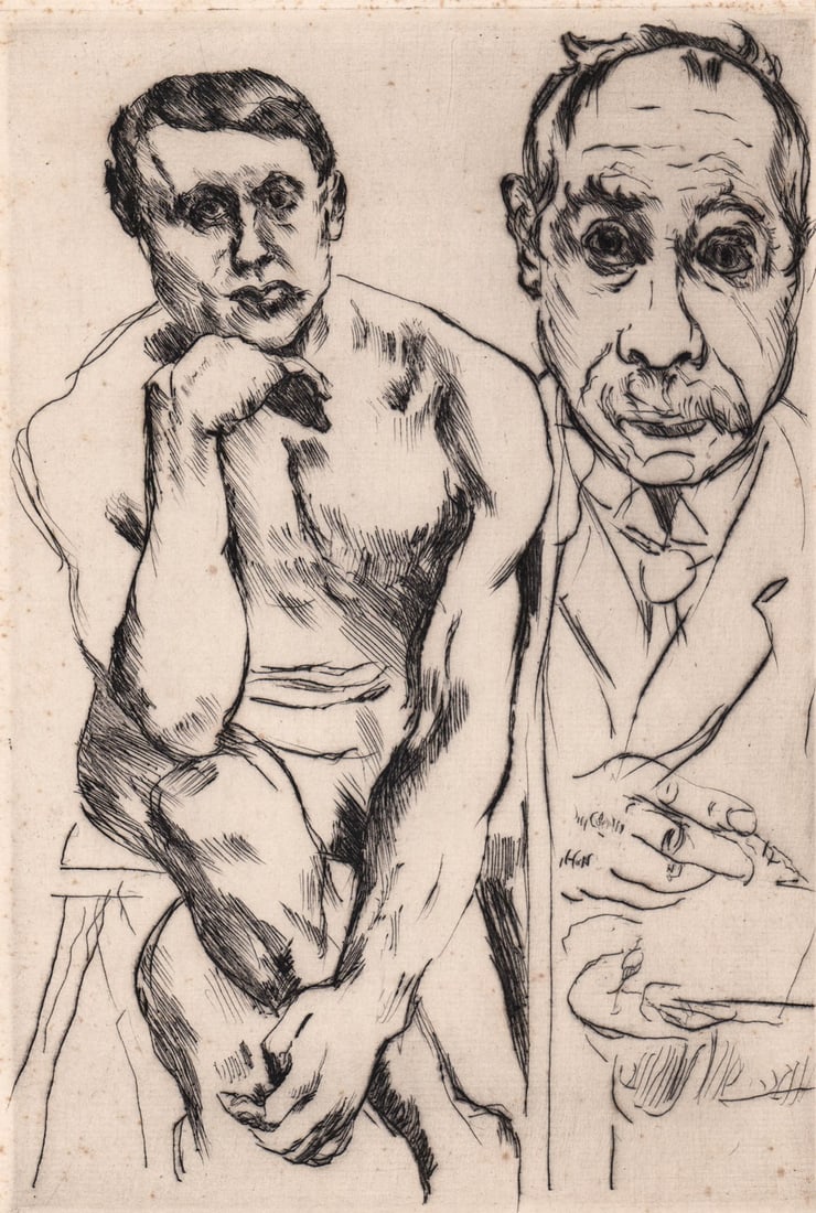 Lovis Corinth Etching: Lovis Corinth Etching. Measures 9.25 x 6 inches plate size and 15 x 10 inches sheet size. Scattered foxing, see scans. Measures 16 x 11 x .125 inches for shipping purposes. Unframed, loose and not glu