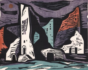 Irving Amen Original Hand Signed Woodcut
