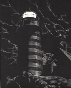 Steven Dohanos SIGNED Wood Engraving [Lighthouse}