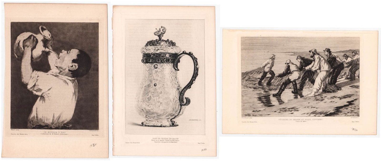 Henri Charles Guerard (3) Etchings Plate Signed (1 of 7)