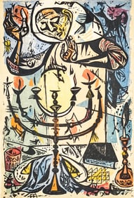 Irving Amen S/N Woodcut Print Eve of the Sabbath