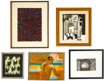 Five Framed Pcs Modern Art with 4 of 5 Originals