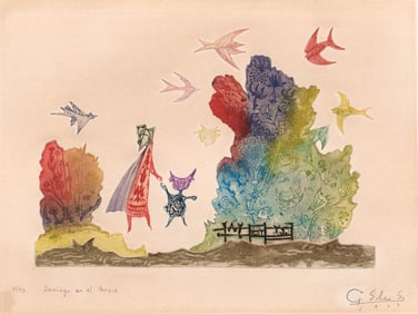 Guillermo Silva SIGNED Etching [Domingo] 1963