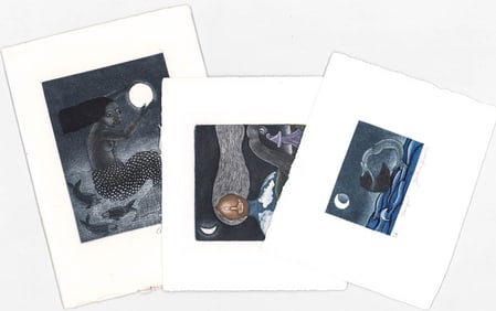 (2) Justina Fuentes and (1) J A Mendez -Aquatints