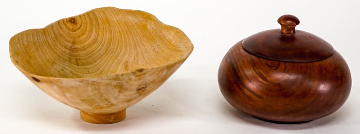 Wood Lidded Box and Madrona Bowl [Orcas Island]