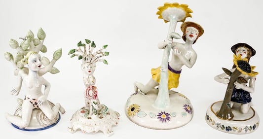 Studio Art (4) Ceramic Figures AS-IS
