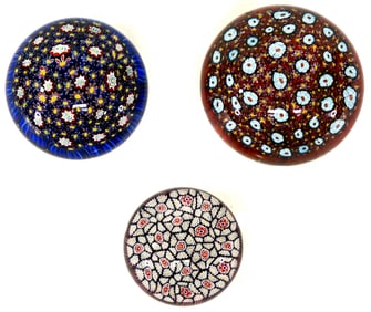 Murano Millefiori (3) Art Glass [Paperweights]
