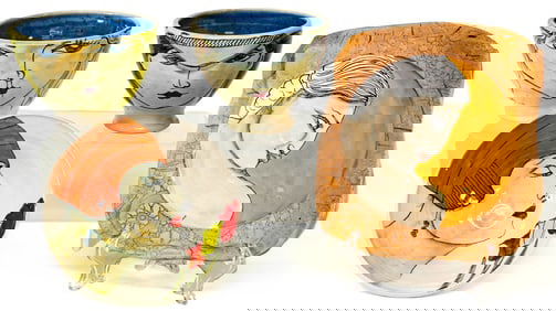 Hal Mathew (4) Studio Pottery Pieces [Faces]