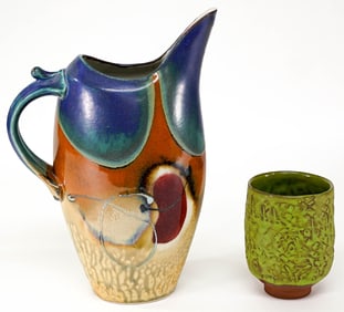 Studio Art Pottery (2) Pieces [Loren Lukens]
