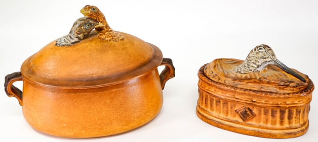 Two (2) Ceramic Tureens [Bird Decor]