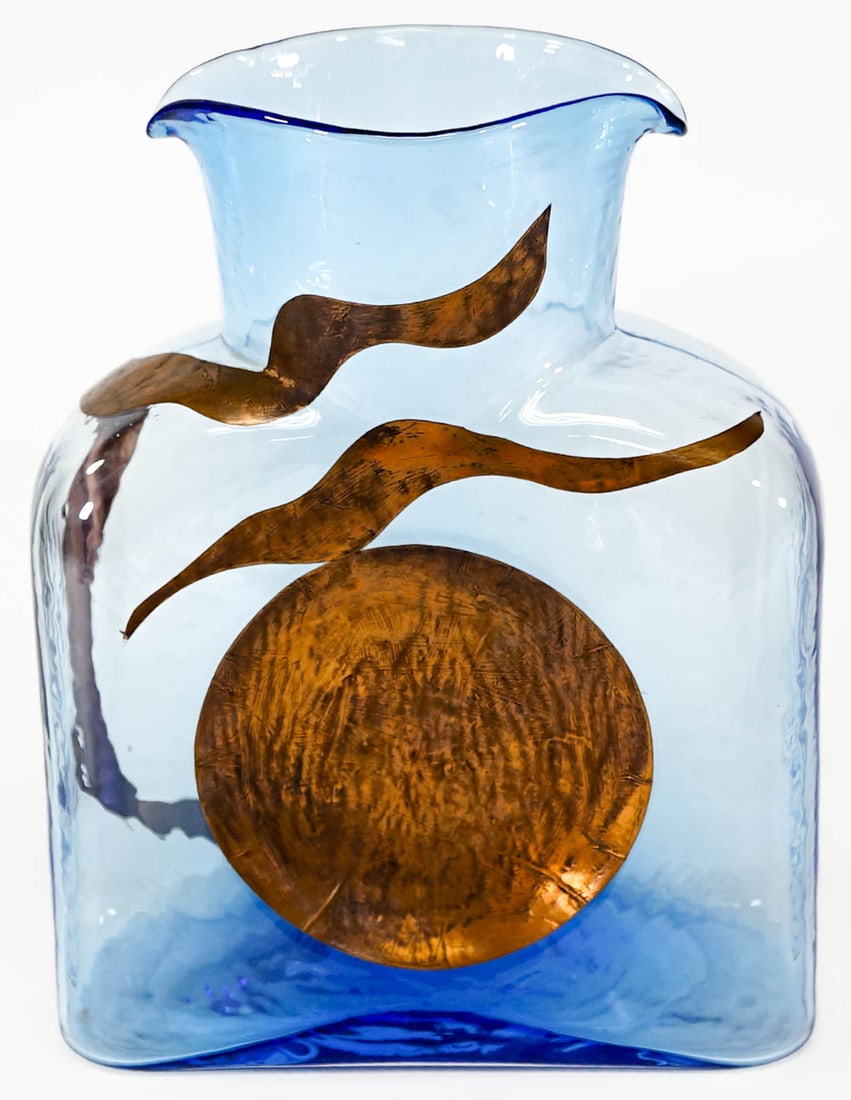 Blenko Glass Decanter w/ Copper Overlay (1 of 4)