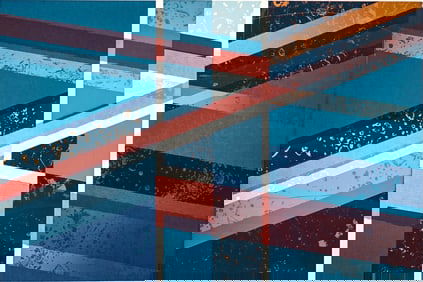 Illegibly Signed Modernist Lithograph