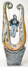 Large Ceramic Sculpture [Lady on Swing]