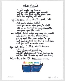 Grace Slick S/N Litho Lyrics to White Rabbit