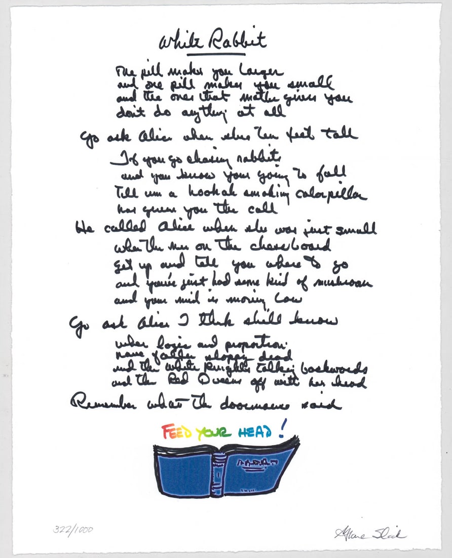 Grace Slick S/N Litho Lyrics to White Rabbit (1 of 5)